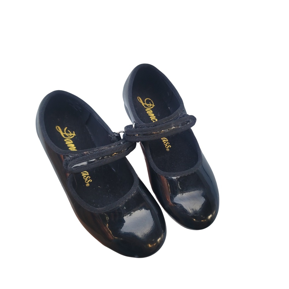 Dance Class Girls Tap Shoes Size 11 Black Patent Mary Jane Performance